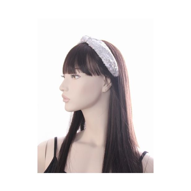 Sølv Hårbøjle med Pailletter & Knude - SofiaGaver.dk