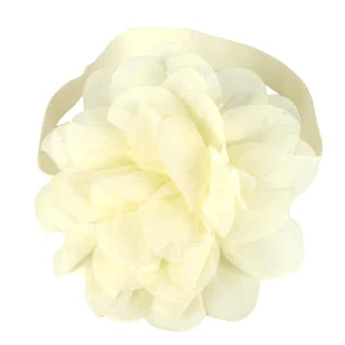 Fin Creme Chiffon-Blomst på Elastisk Hårbånd - Lille Pige - TILBUD - SofiaGaver.dk