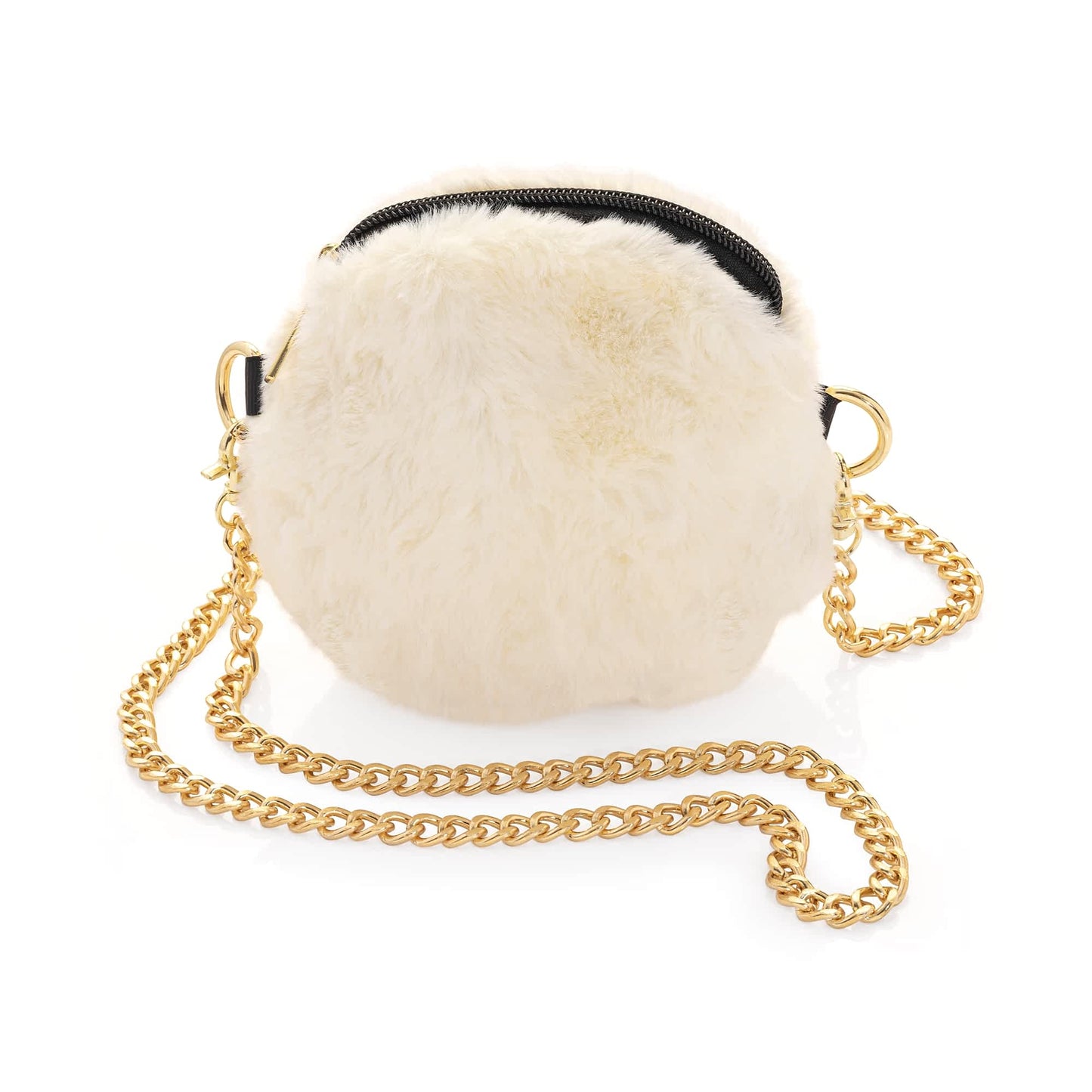 Skuldertaske i Imiteret Skind med Guldkæde - i Råhvid - SofiaGaver.dk