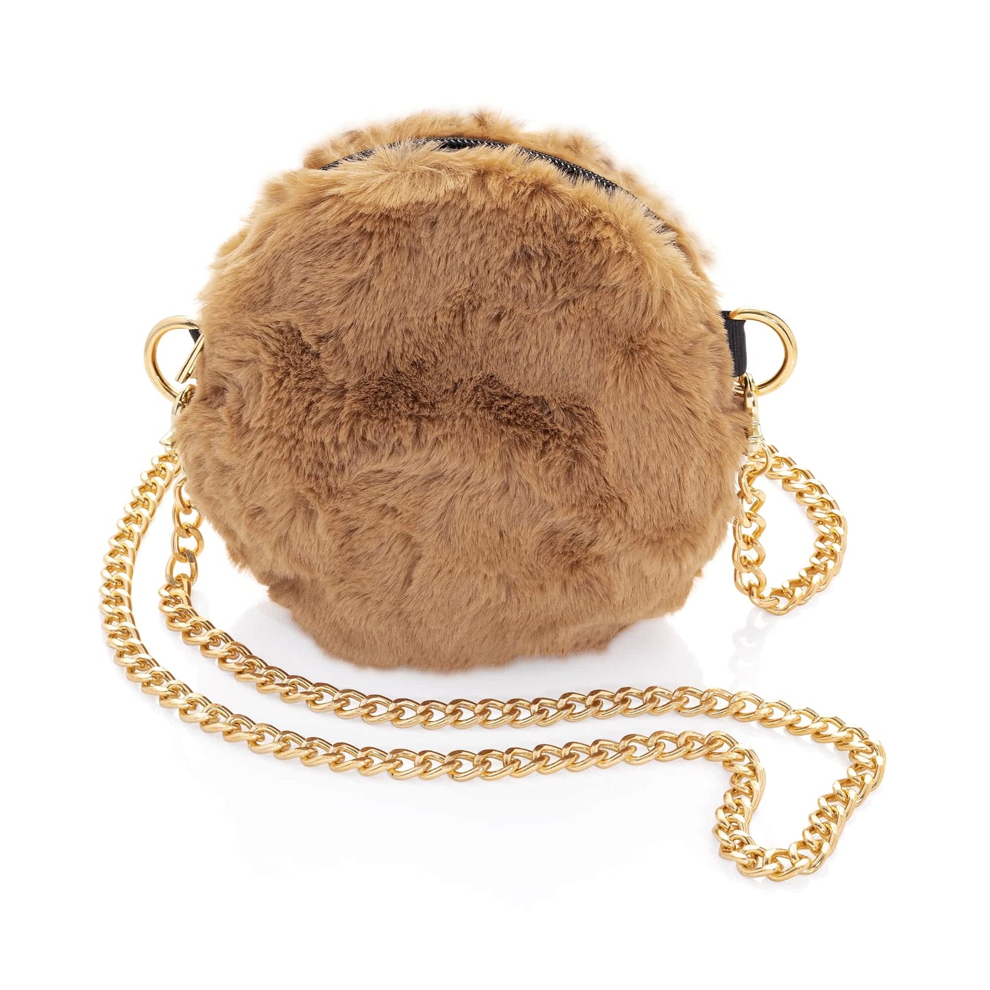 Skuldertaske i Imiteret Skind med Guldkæde - i Lys Brun - SofiaGaver.dk