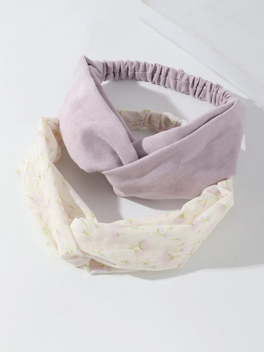 2 Stk Hårbånd med Snoning - Lilla Farver - SofiaGaver.dk