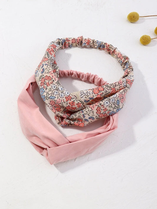 2 Stk Hårbånd med Snoning - Lyserøde Farver - SofiaGaver.dk