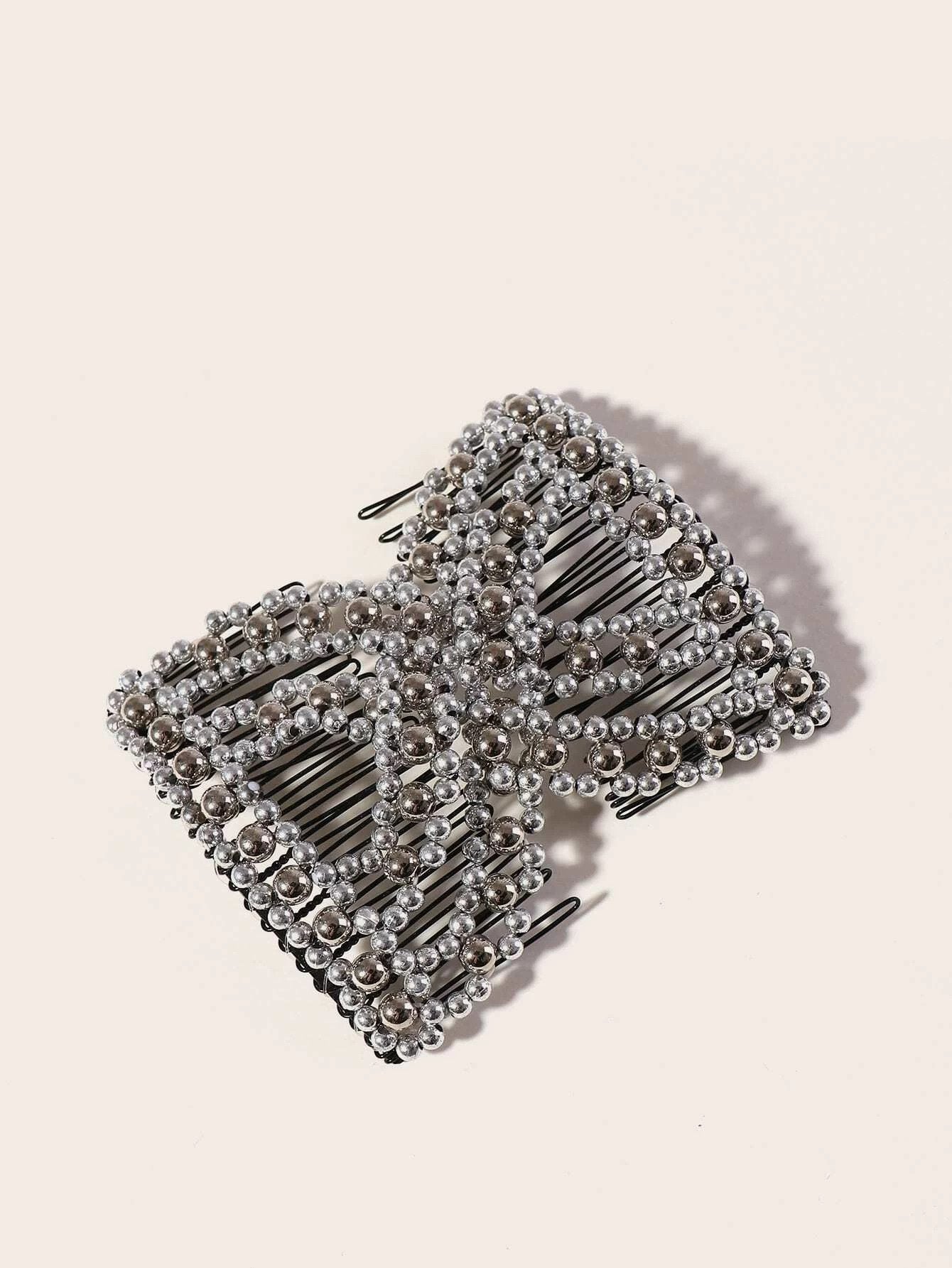 Dobbelt Hårkam med Sølv Perler - SofiaGaver.dk