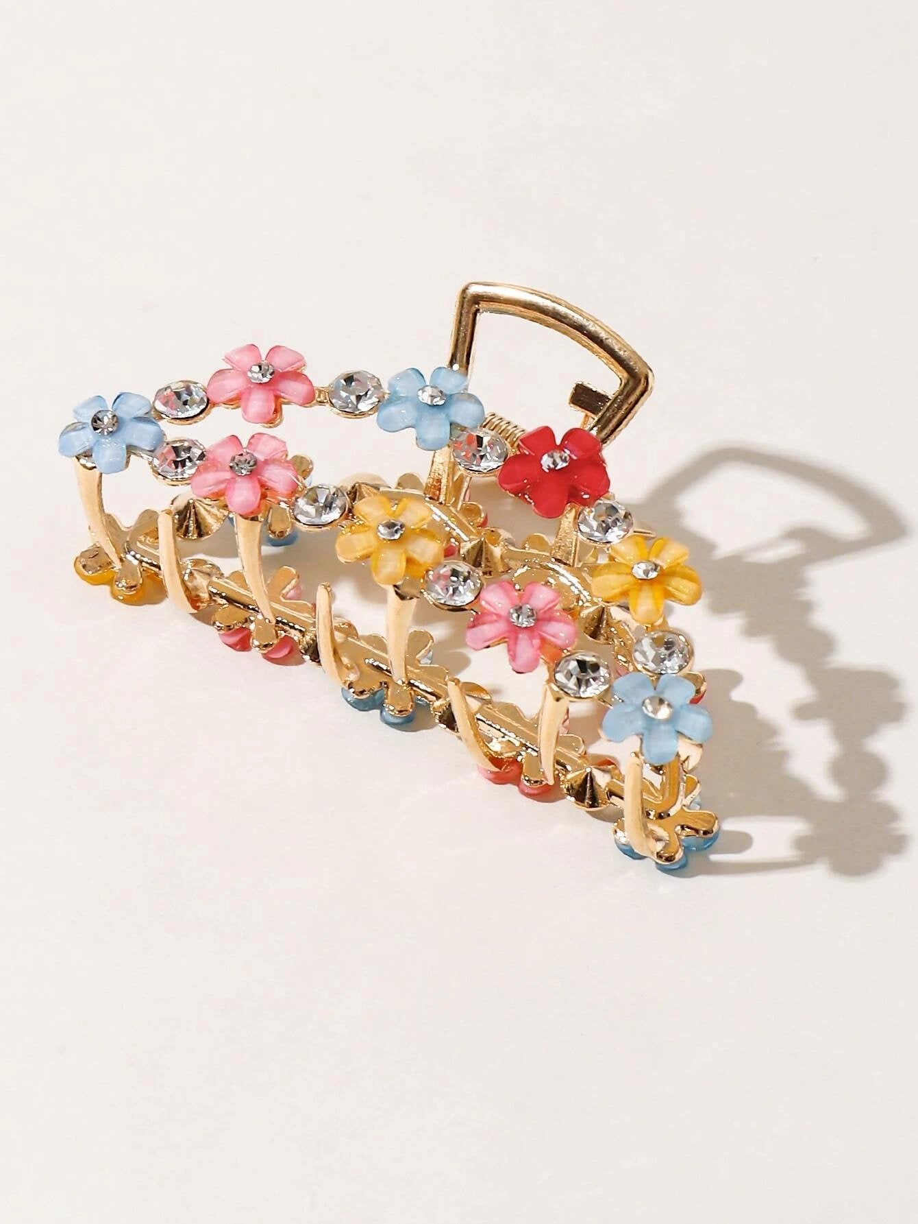 Gylden Hårklemme med Blomster & Perler i Fine Farver - SofiaGaver.dk