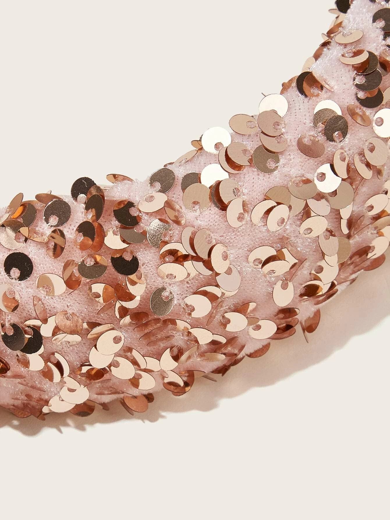 Polstret Hårbøjle med Pailletter - i Rosa - SofiaGaver.dk