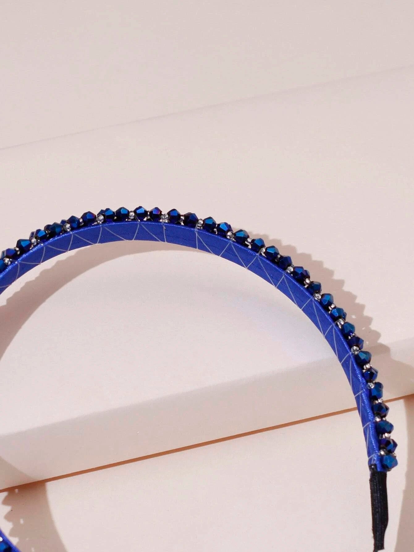 Blå Hårbøjle med Glansfulde Perler - SofiaGaver.dk