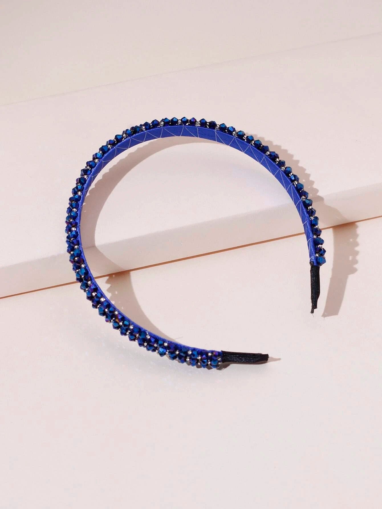 Blå Hårbøjle med Glansfulde Perler - SofiaGaver.dk