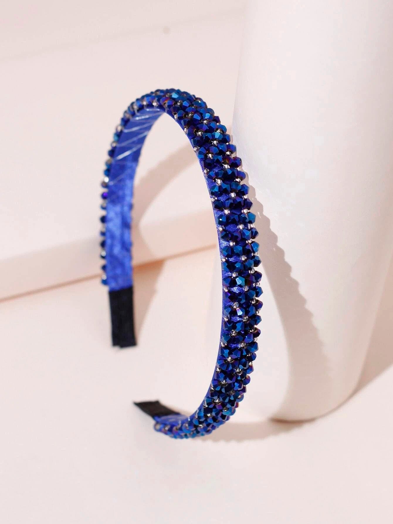 Blå Hårbøjle med Glansfulde Perler - SofiaGaver.dk