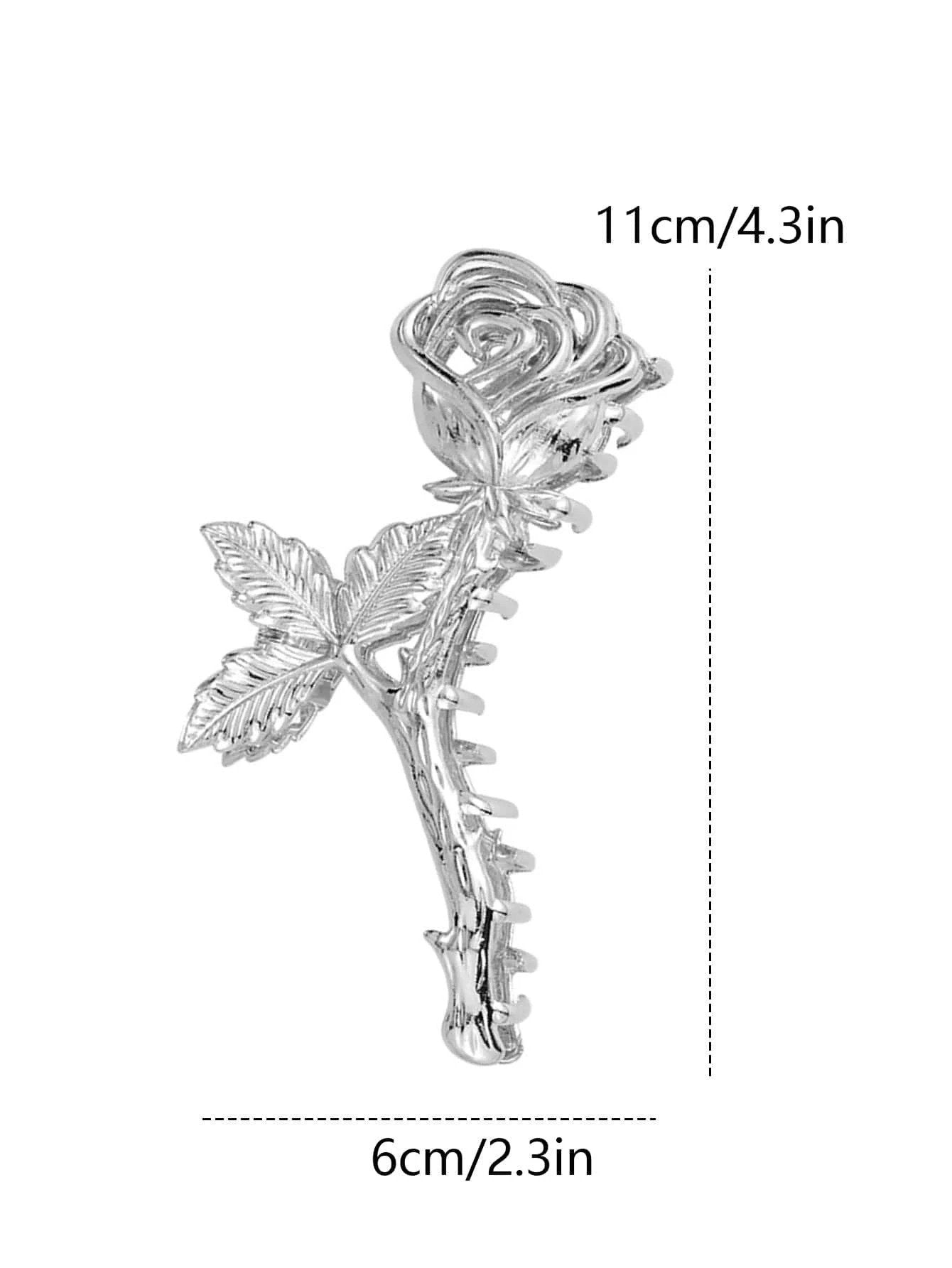 Sølv Metal-Hårklemme med Flot Rose - SofiaGaver.dk