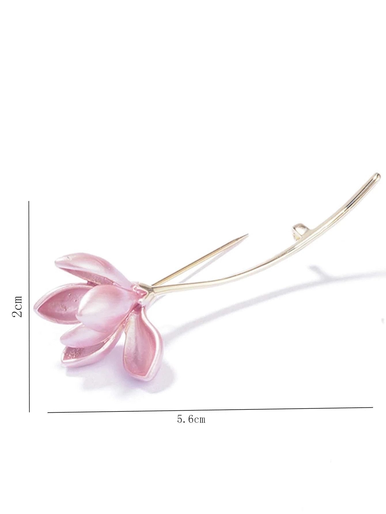 Gylden Broche med Lyserød Blomst - SofiaGaver.dk