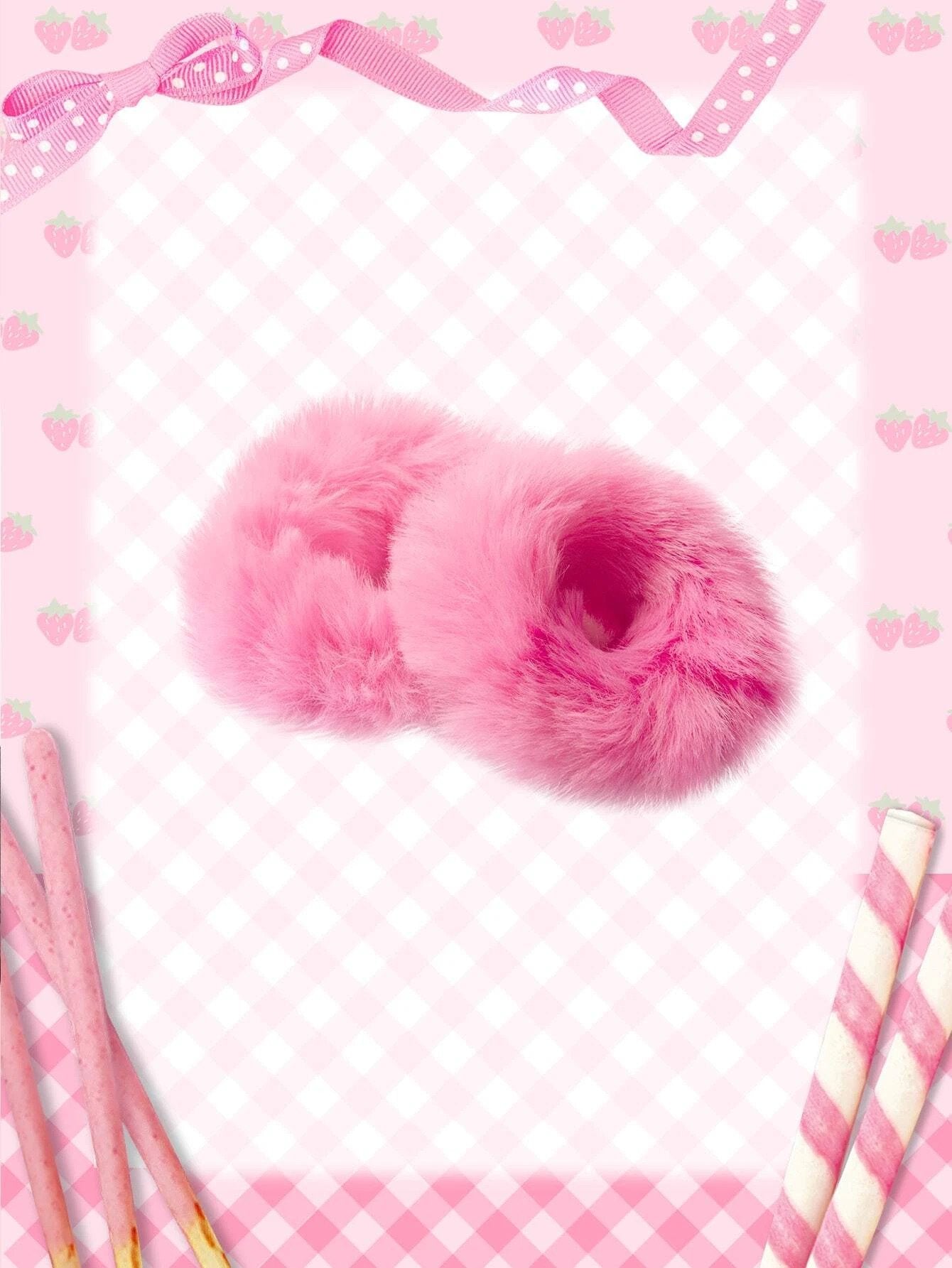 1 Stk Scrunchie i Blødt Plys - i Lyserød - SofiaGaver.dk