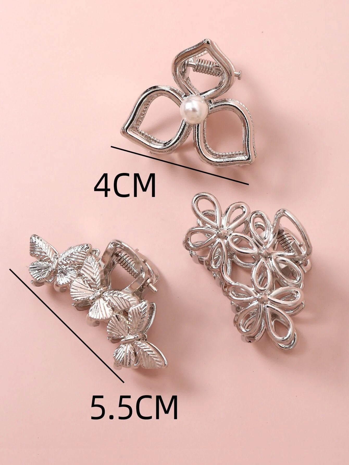 3 Metal-Hårklemmer med Blomster & Sommerfugle - SofiaGaver.dk