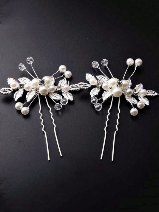 2 Stk HÄrnÄle med SÞlv Blade og Perler - SofiaGaver.dk