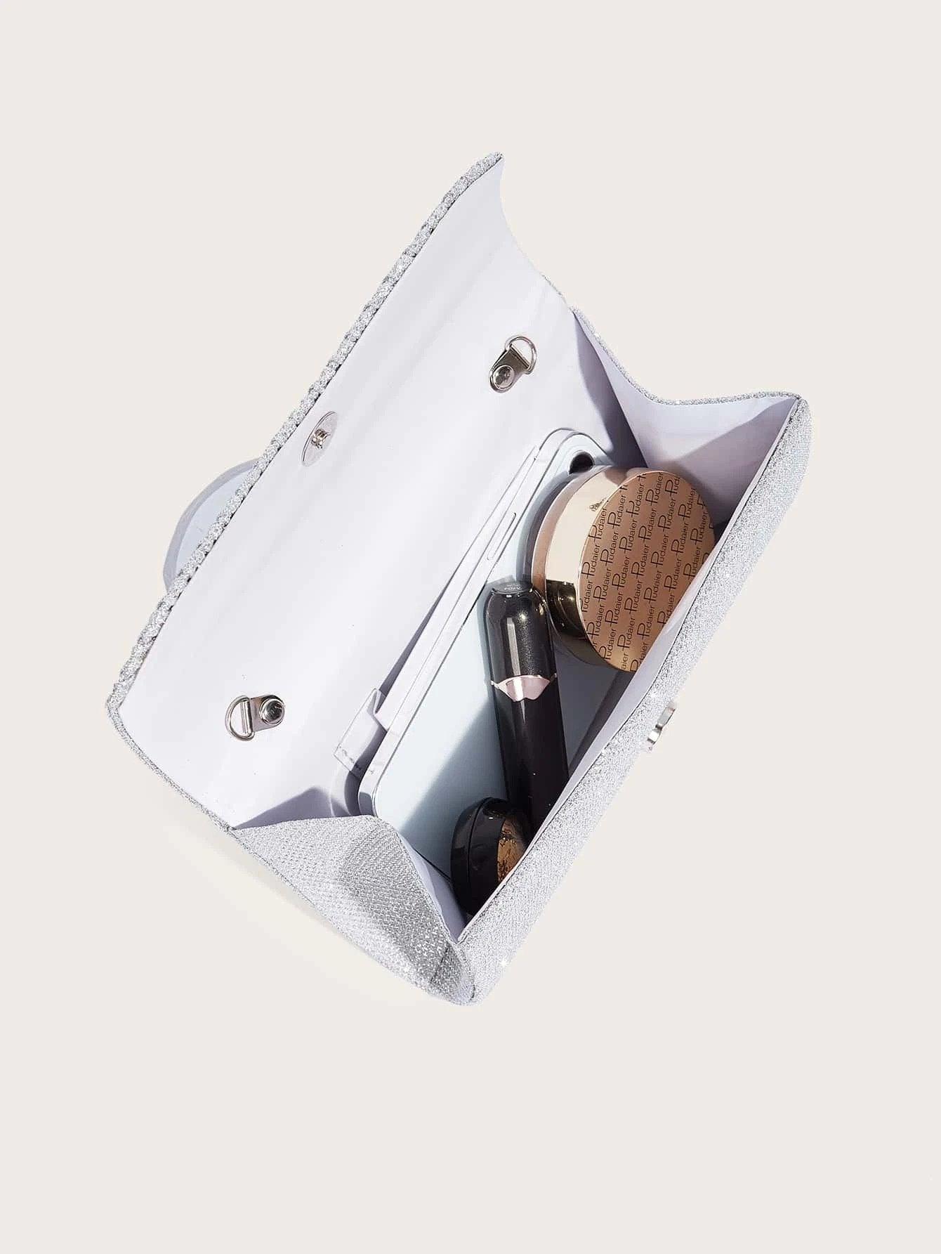 Sølv Glitter Clutch - Selskabstaske - SofiaGaver.dk