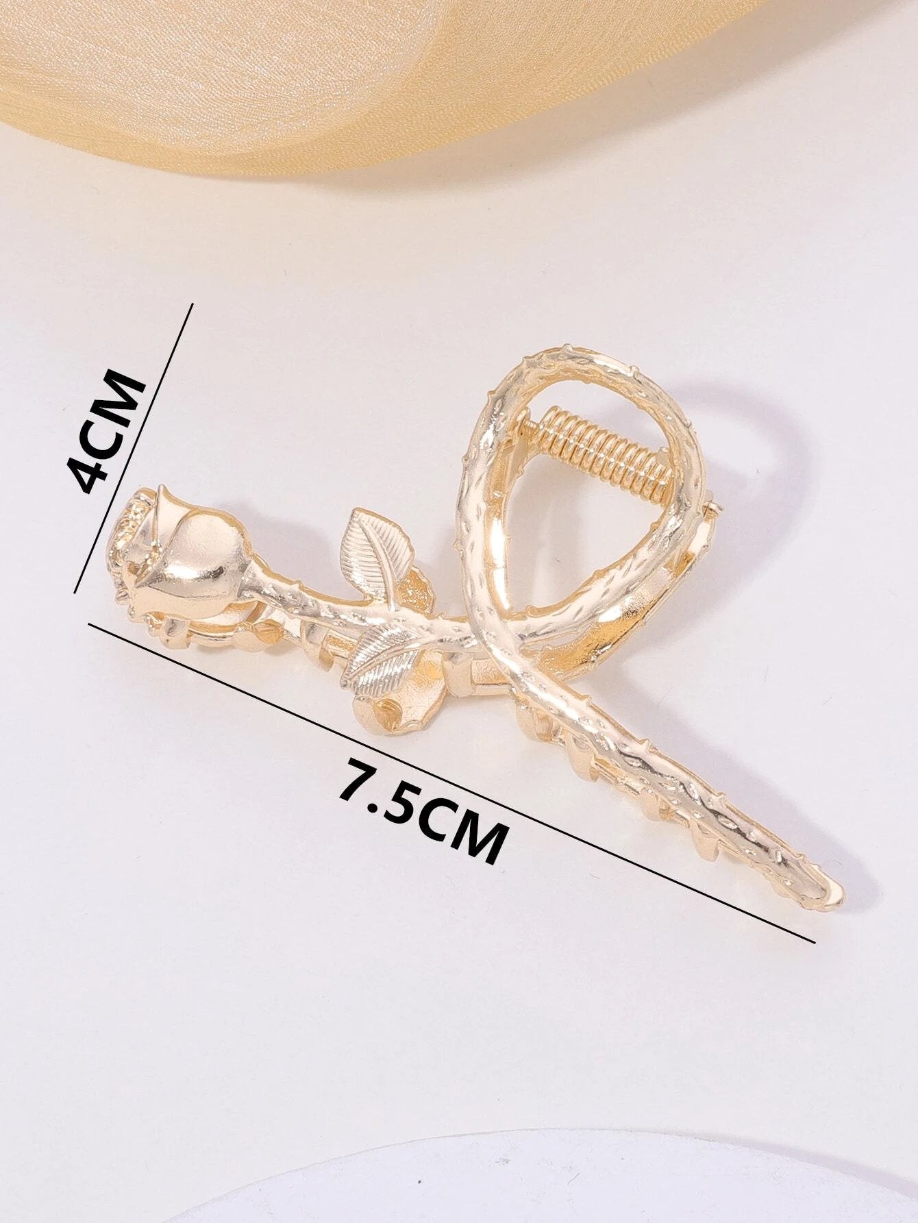 Gylden Hårklemme med Rose - 7 cm - SofiaGaver.dk