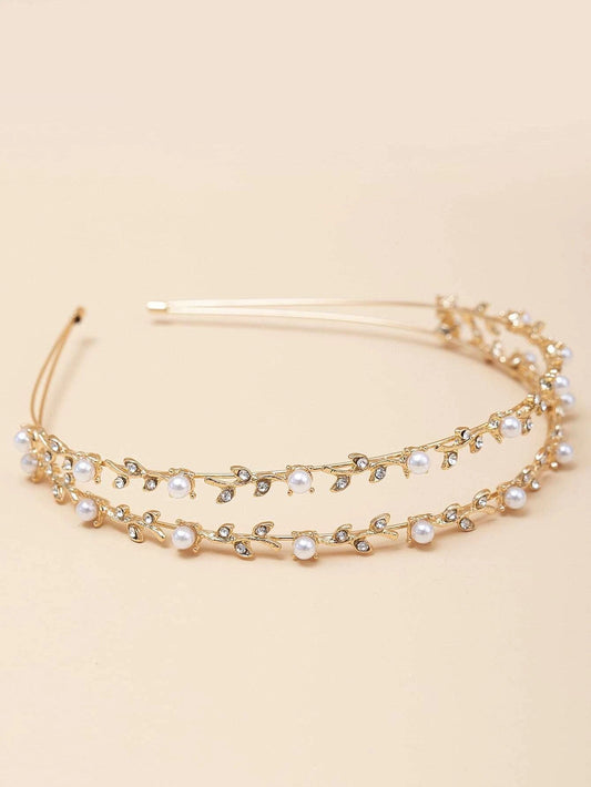 Gylden Krystalperle HÄrbÞjle - Diadem - SofiaGaver.dk