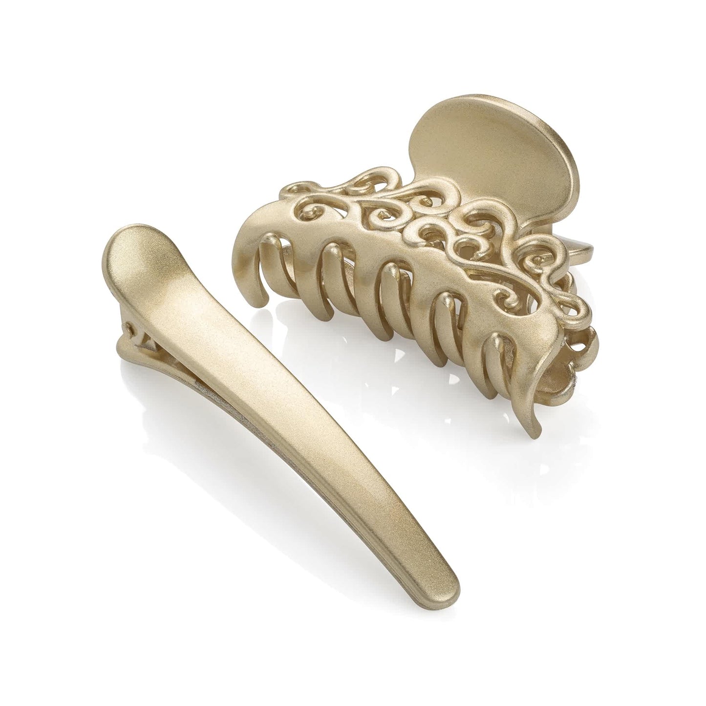 SÊt med HÄrklemme med MÞnster og HÄrnÊb - i Guld - SofiaGaver.dk