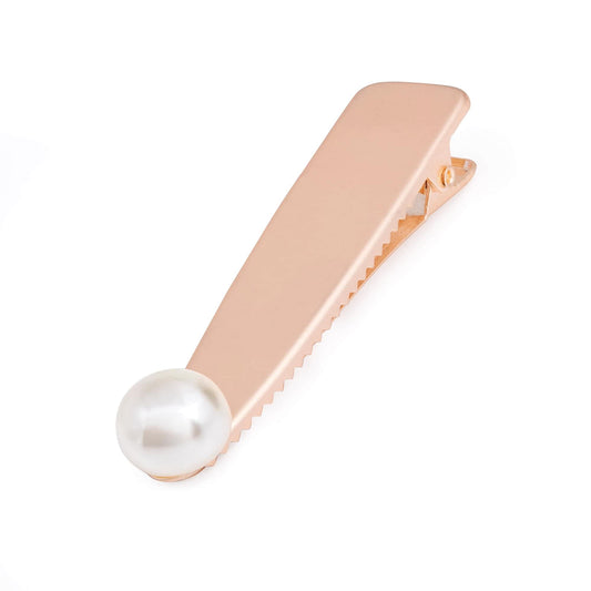 Rosa-Guld HÄrklemme med Hvid Rund Perle - TILBUD - SofiaGaver.dk