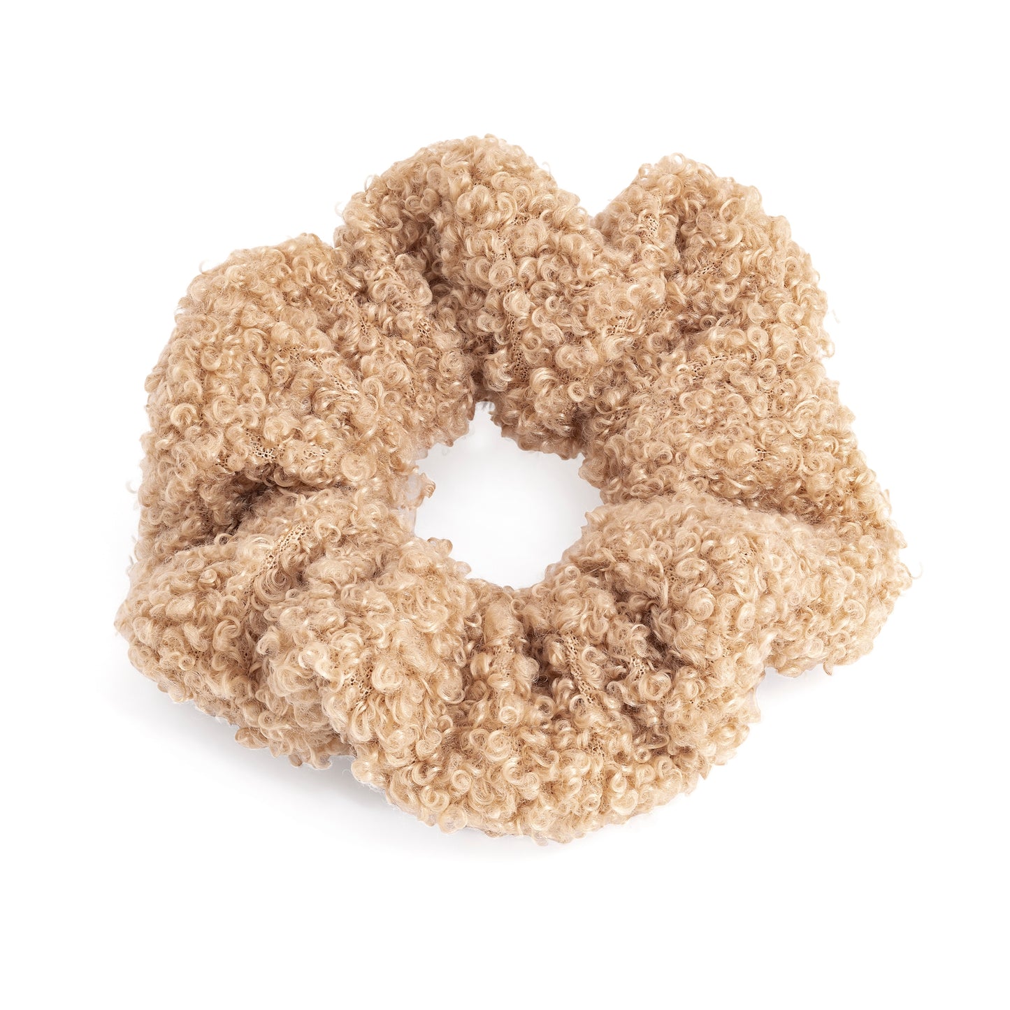 Scrunchie Hårelastik i Lys Brun Boucle - SofiaGaver.dk