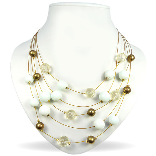 Perle-HalskĂŠde i Hvid og Bronze - TILBUD - SofiaGaver.dk