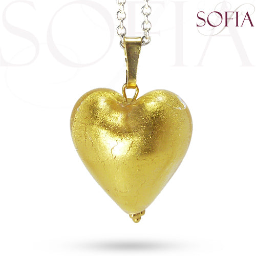 Hjerte-Smykke i Guld og Klart Glas - SofiaGaver.dk