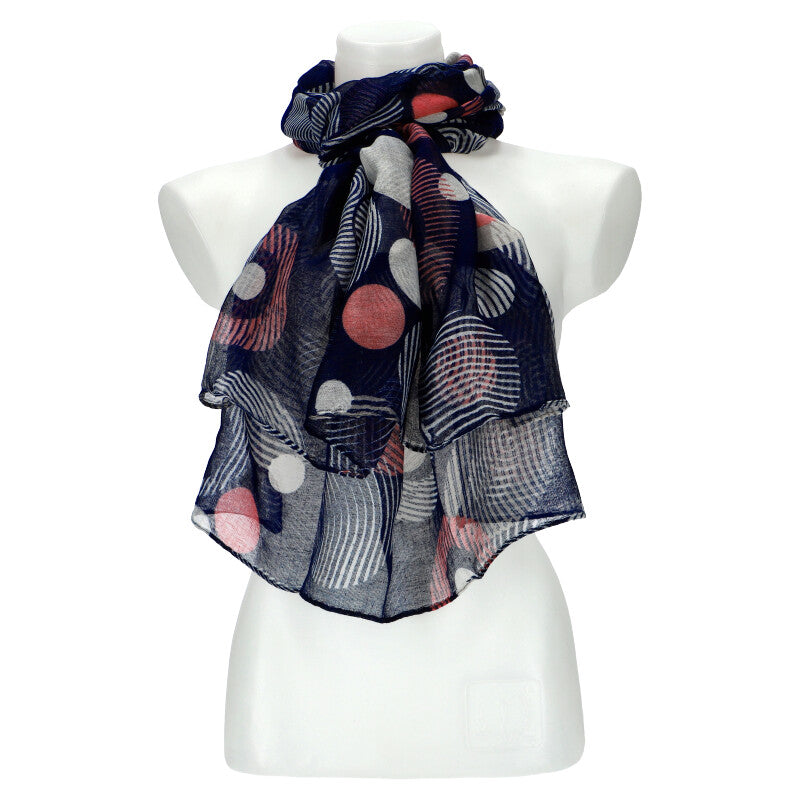 Tørklæde med Mønsterprint - i Mørk Blå - SofiaGaver.dk