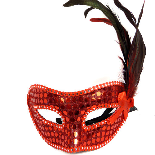 Maske med Fjer - i RĂžd - SofiaGaver.dk
