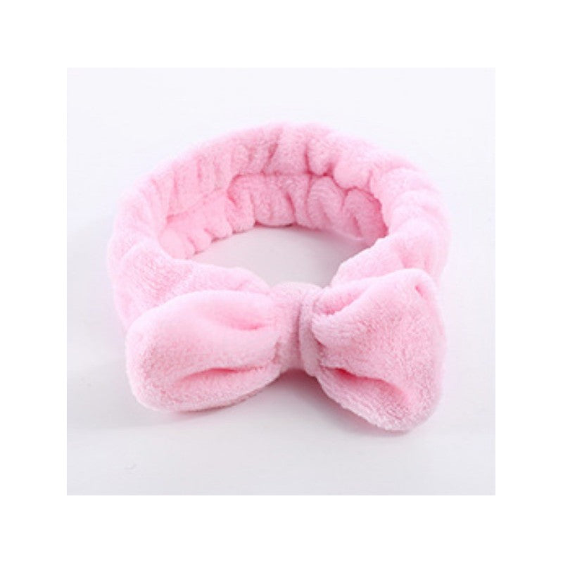 Blødt Hårbånd med Sløjfe - i Lyserødt Plys-stof - SofiaGaver.dk