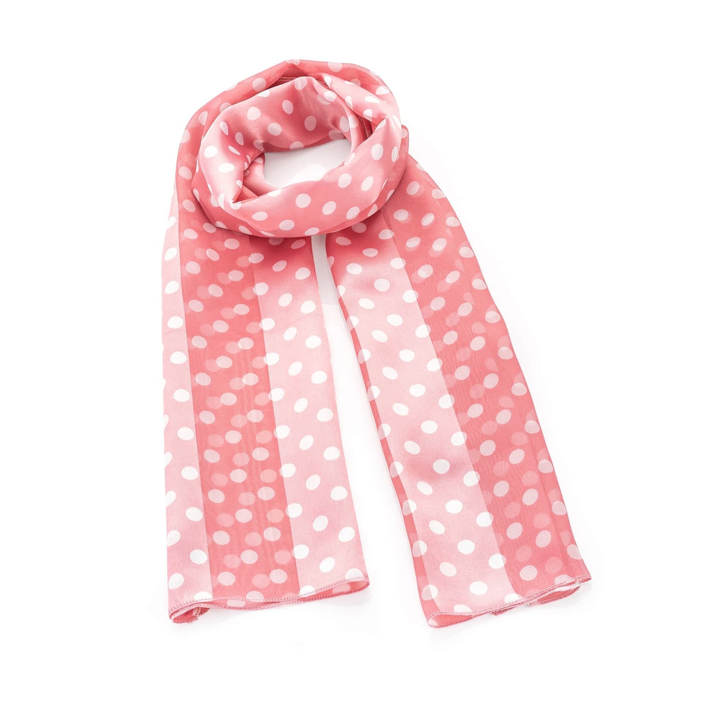 Lyserød Satin-Tørklæde med Stribe-effekt & Hvide Prikker - SofiaGaver.dk