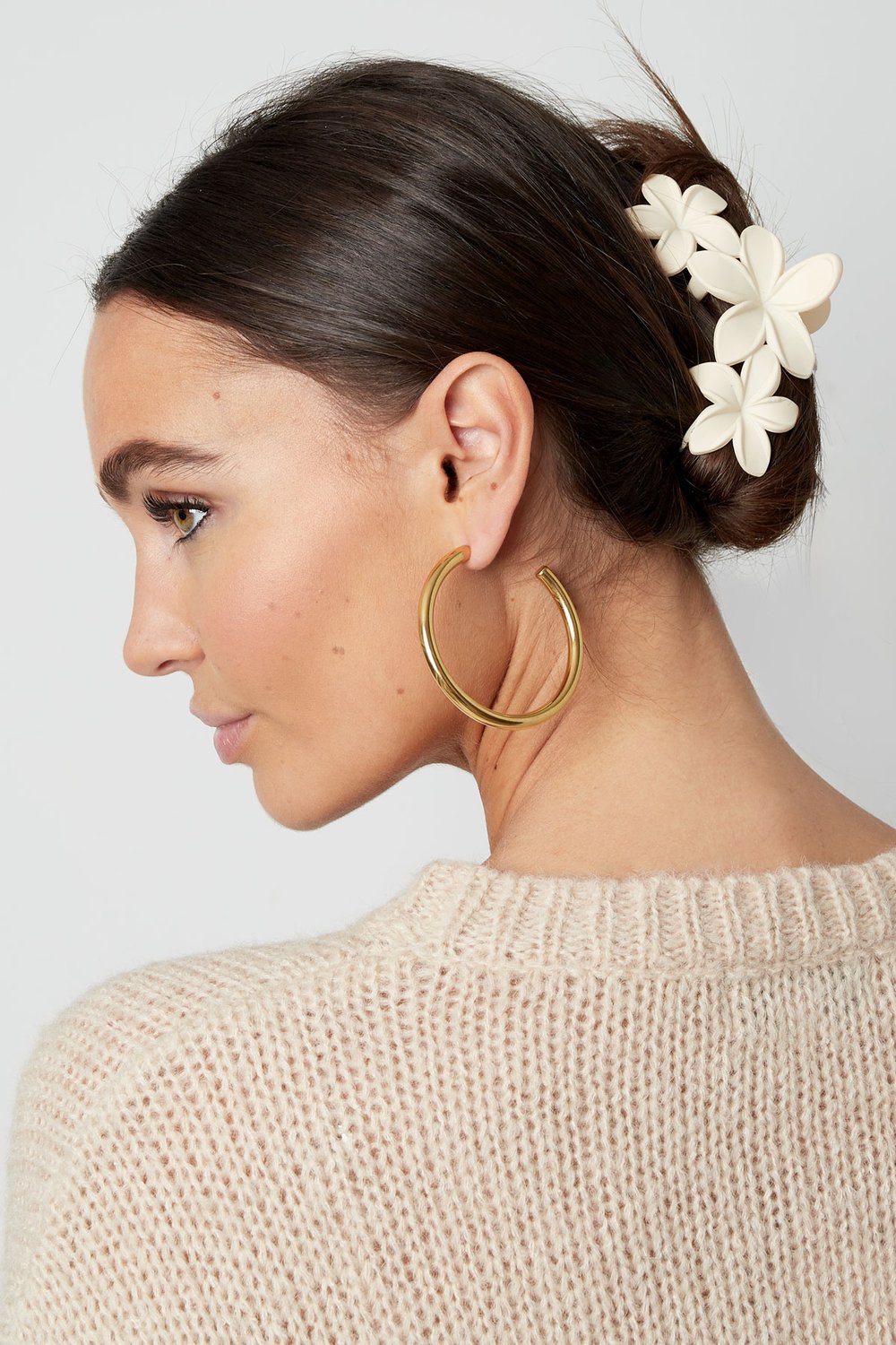 Hvid Hårklemme med Blomster