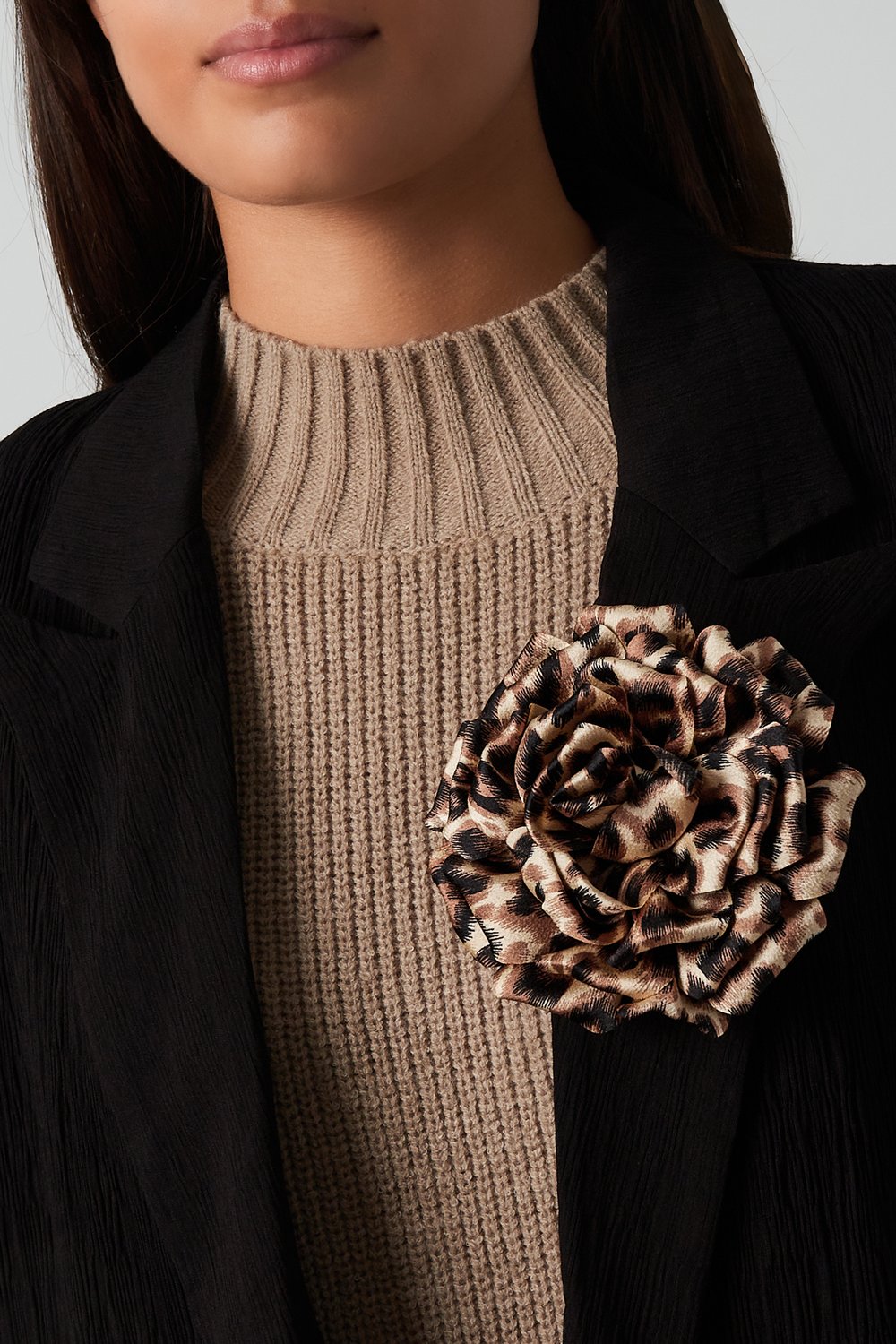 Stor Hårblomst / Broche  - i Dyreprint