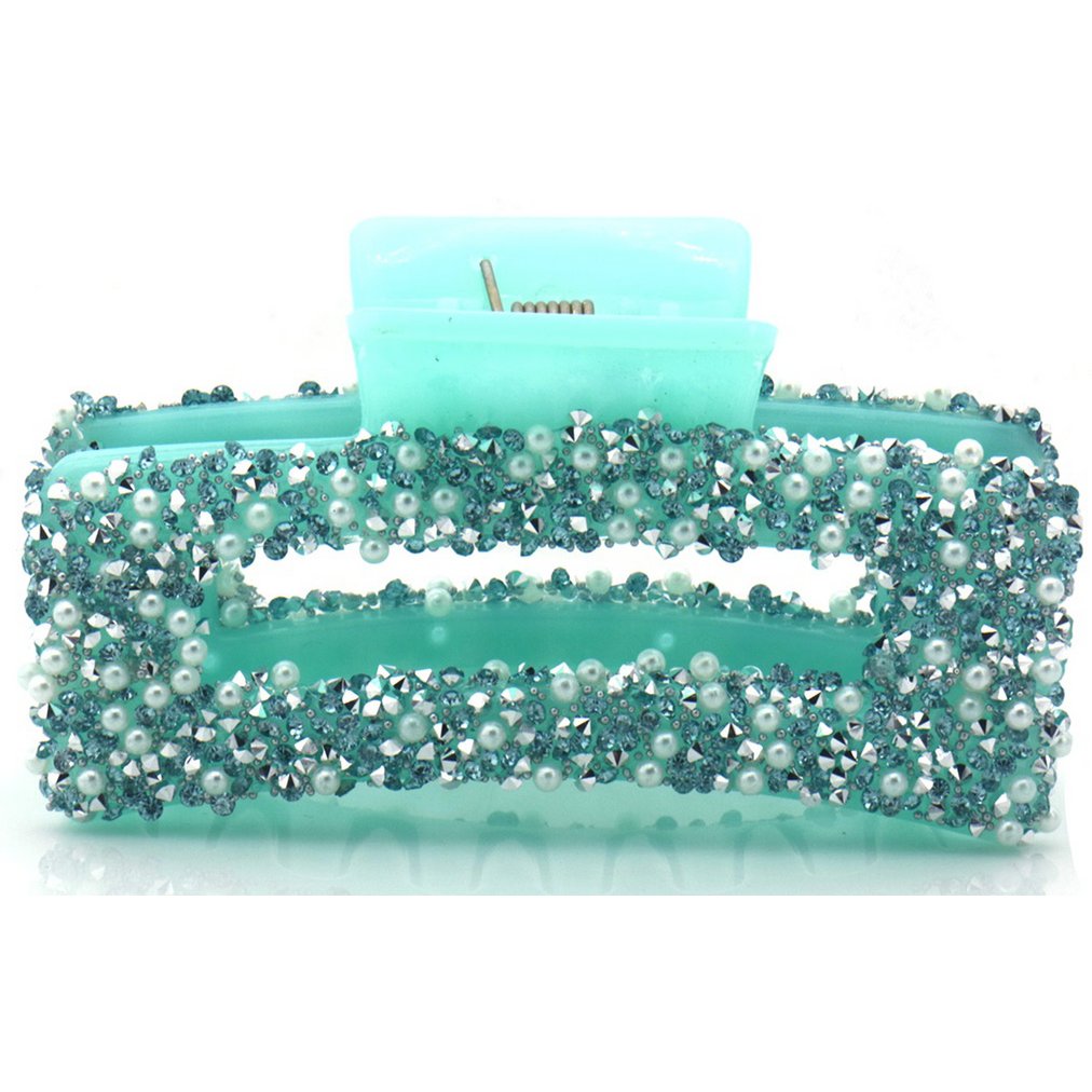 Lys Blå Hårklemme med Glitter Perler