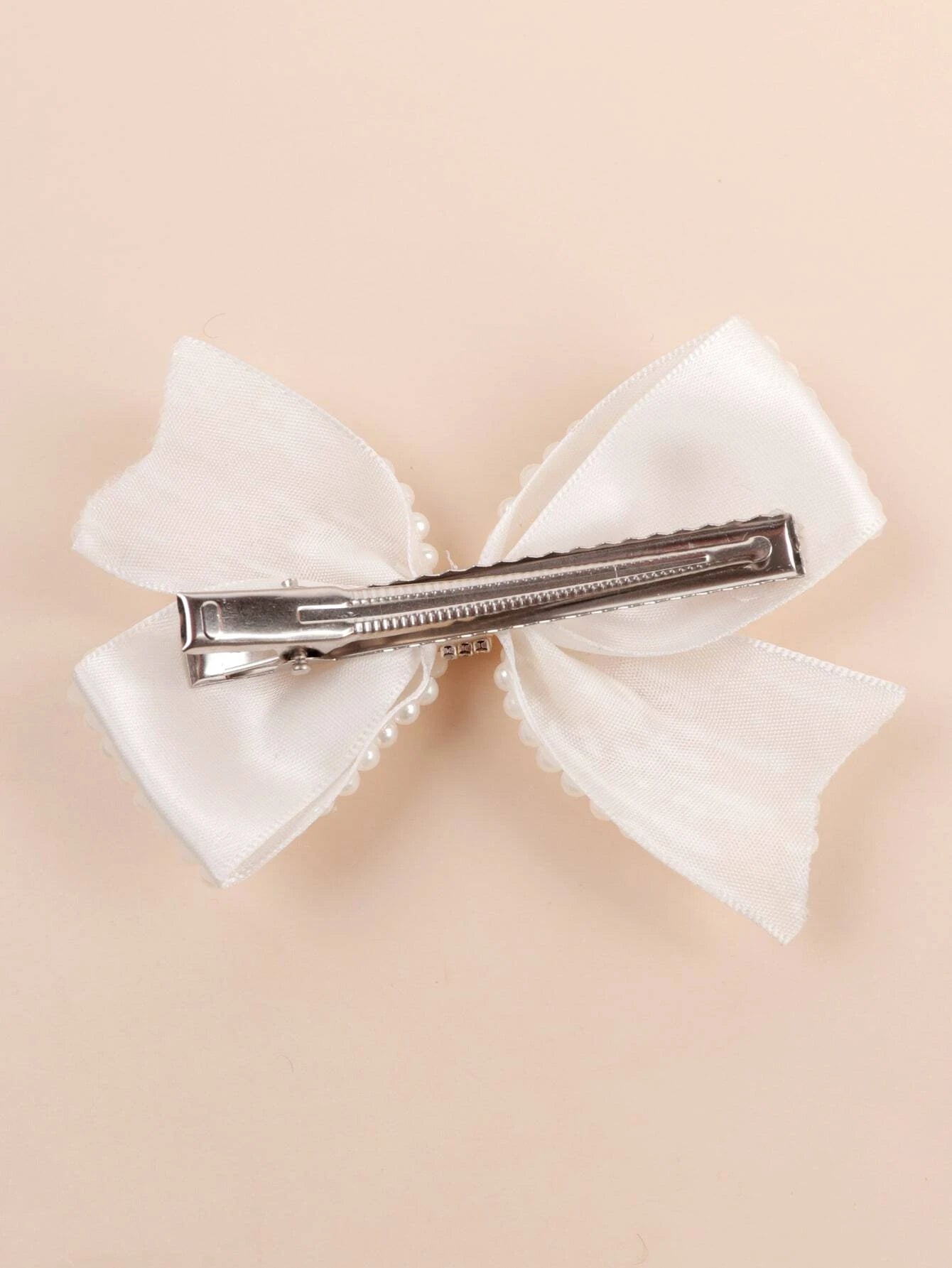 White Hair Bows with Shiny Beads