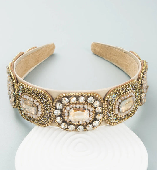 Hårbøjle med Perle Design i Gyldne Nuancer 