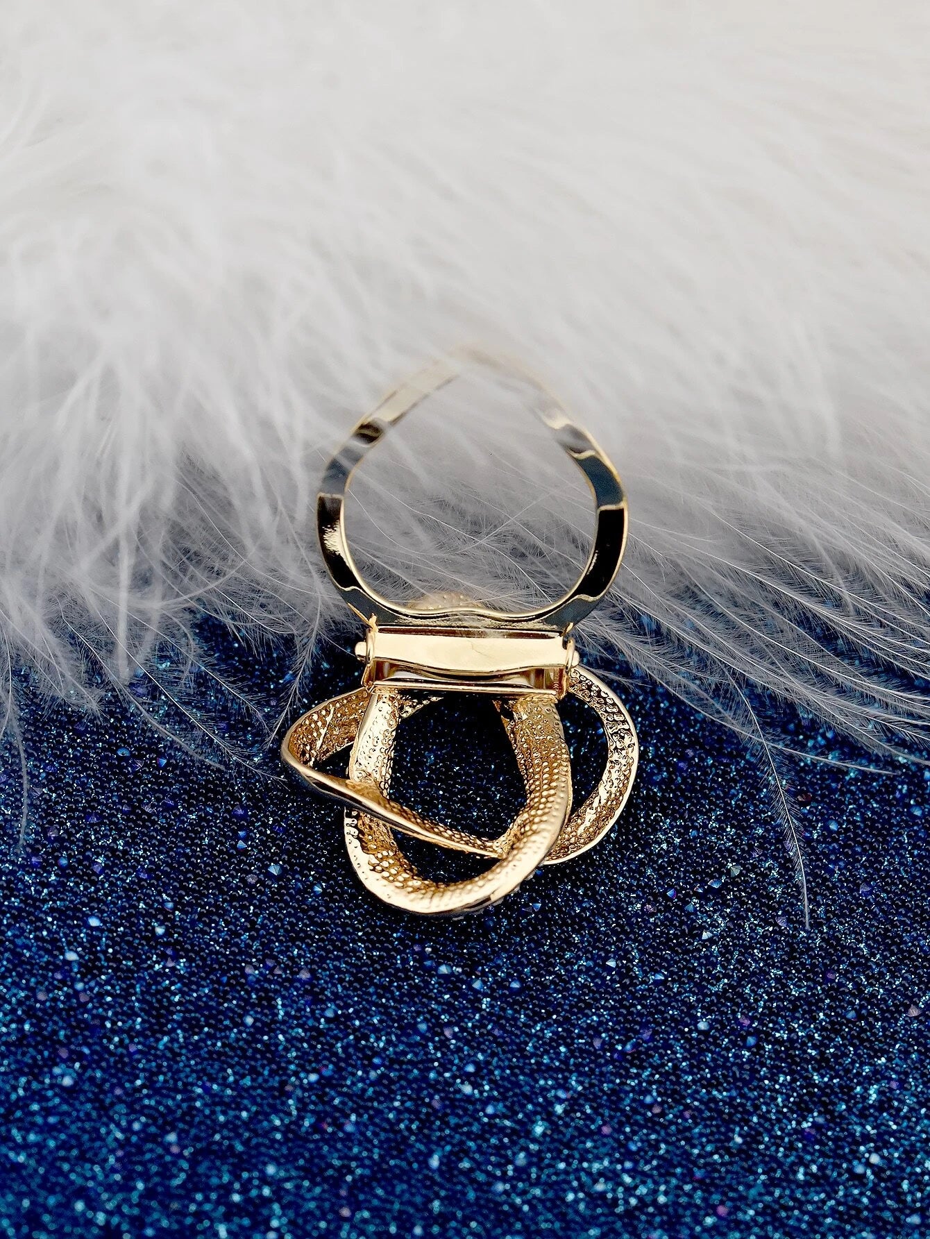 Golden Scarf Buckle / Brooch - with Crystal Beads