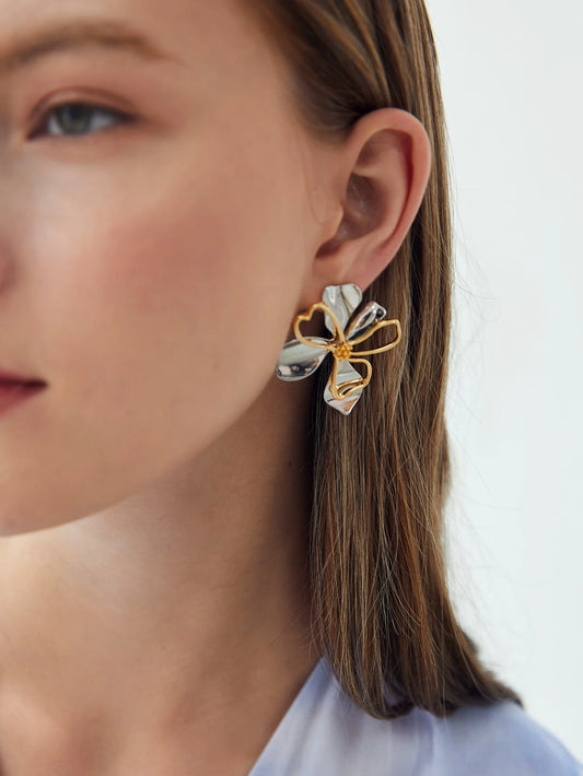 Store Statement Øreringe med Smukke Blomster