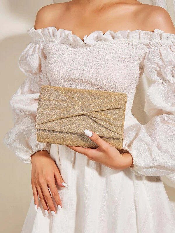 Clutch Taske - i Guld Glitter & Glans