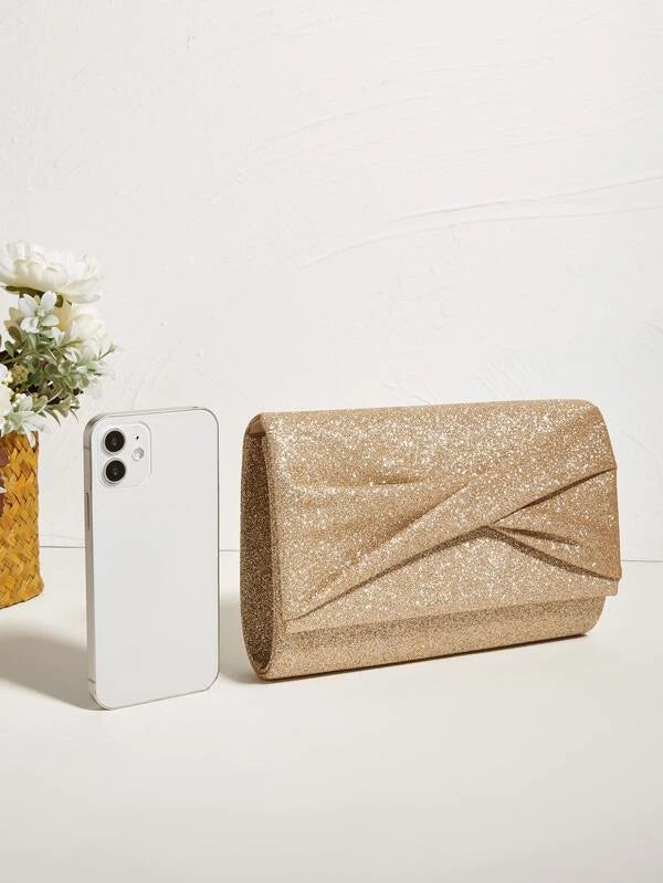 Clutch Taske - i Guld Glitter & Glans