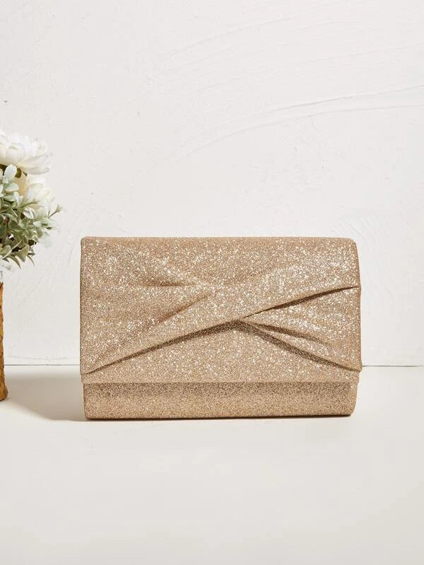 Clutch Taske - i Guld Glitter & Glans