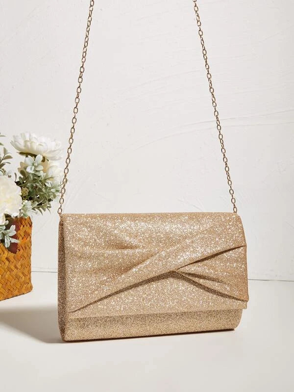 Clutch Taske - i Guld Glitter & Glans