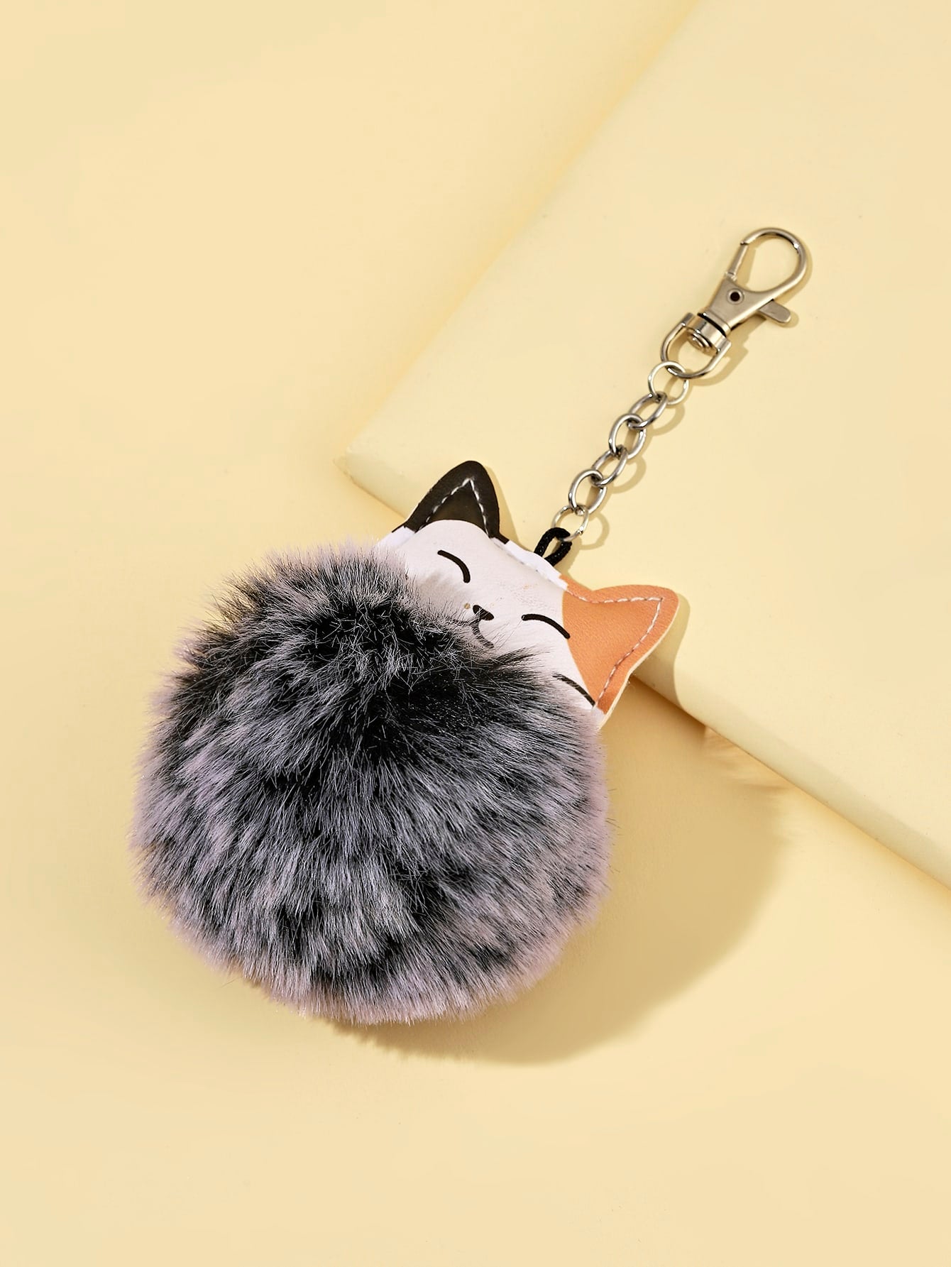 Nøglering med Grå Kat & Pom Pom