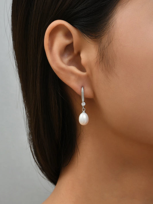Øreringe med Hvide Perler