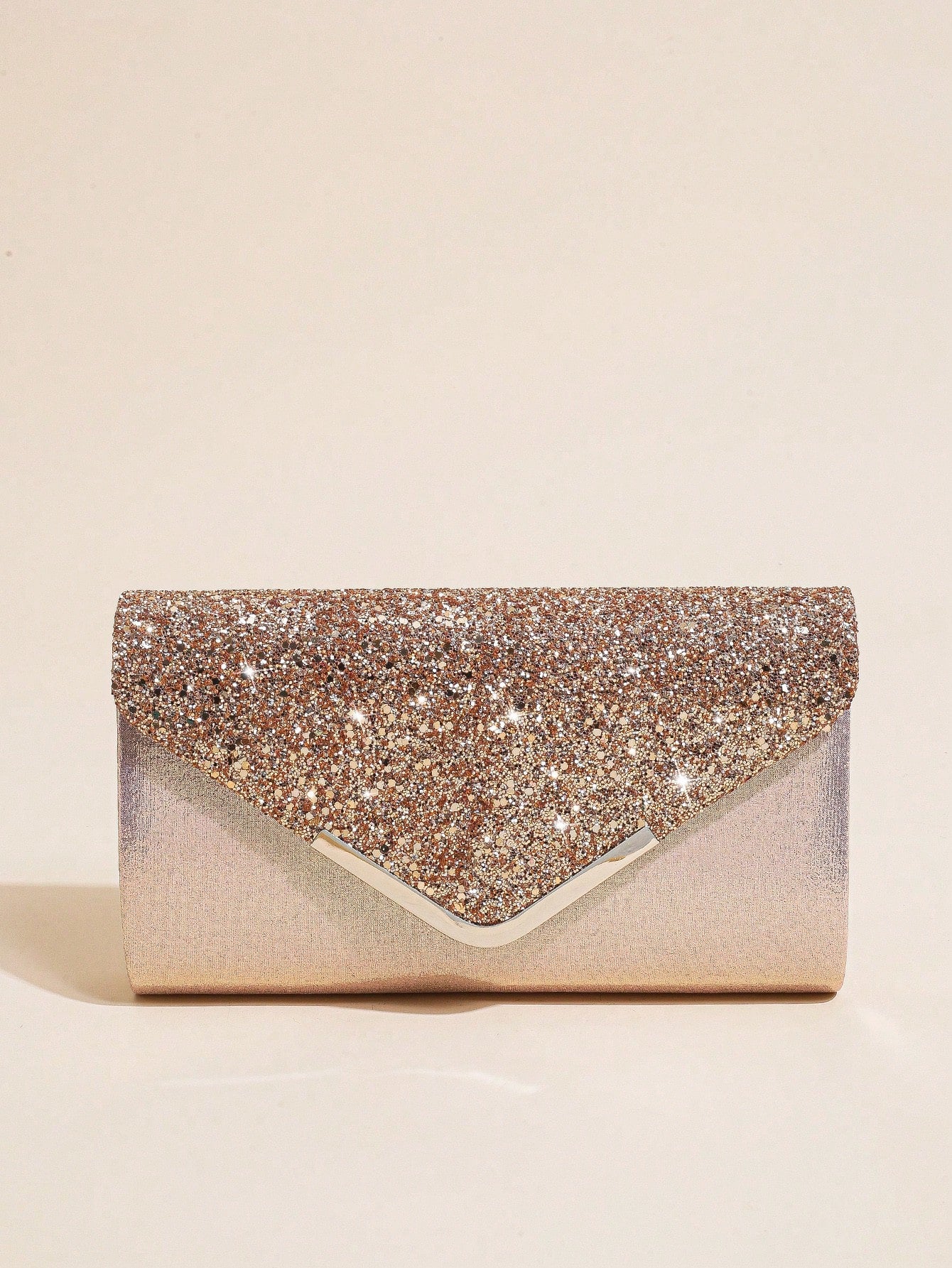 Rosaguld Clutch med Glitter