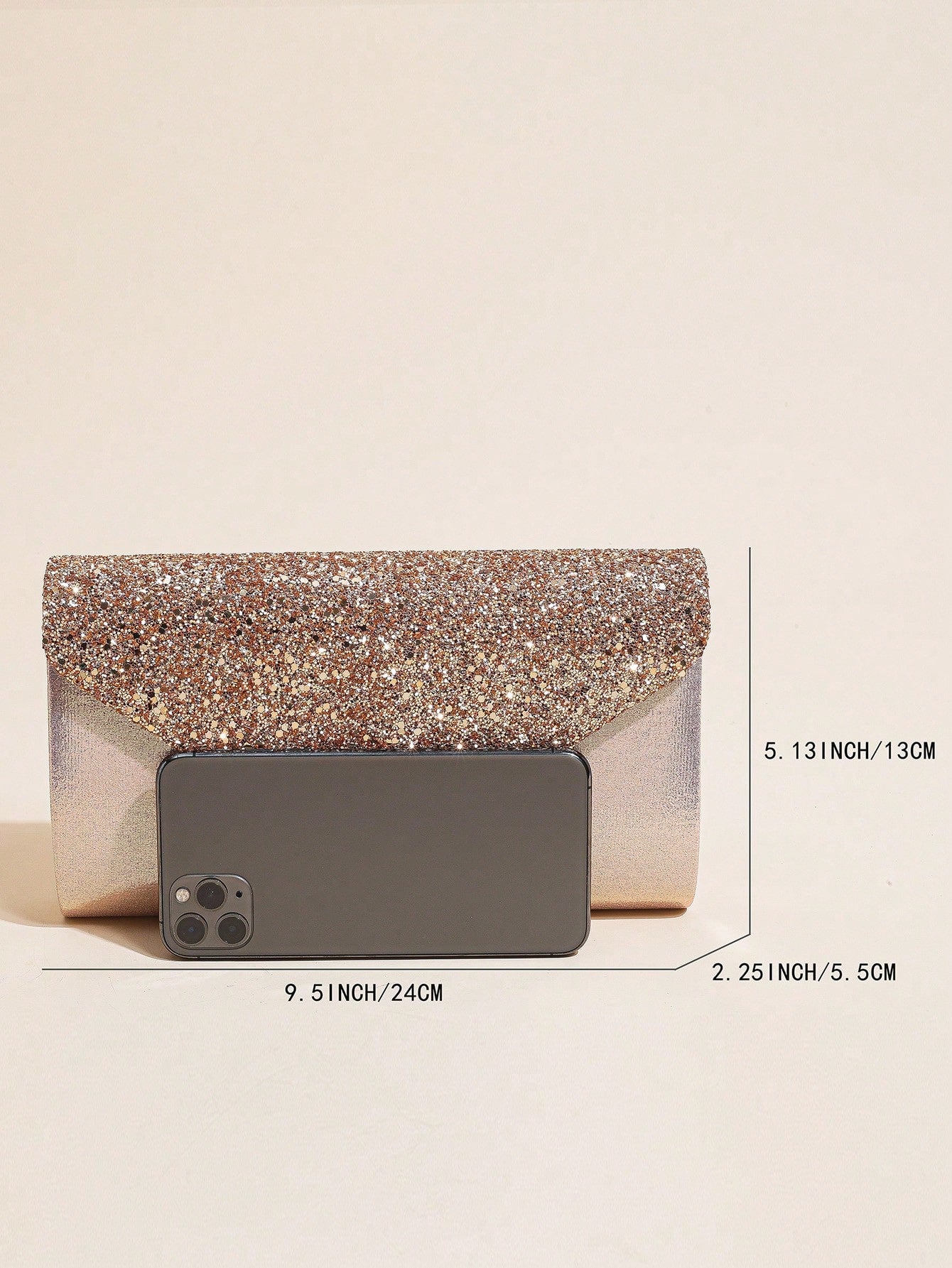 Rosaguld Clutch med Glitter