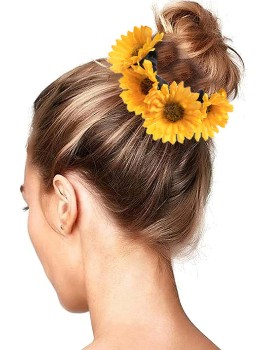 Scrunchie Hårelastik med Gule Solsikke Blomster
