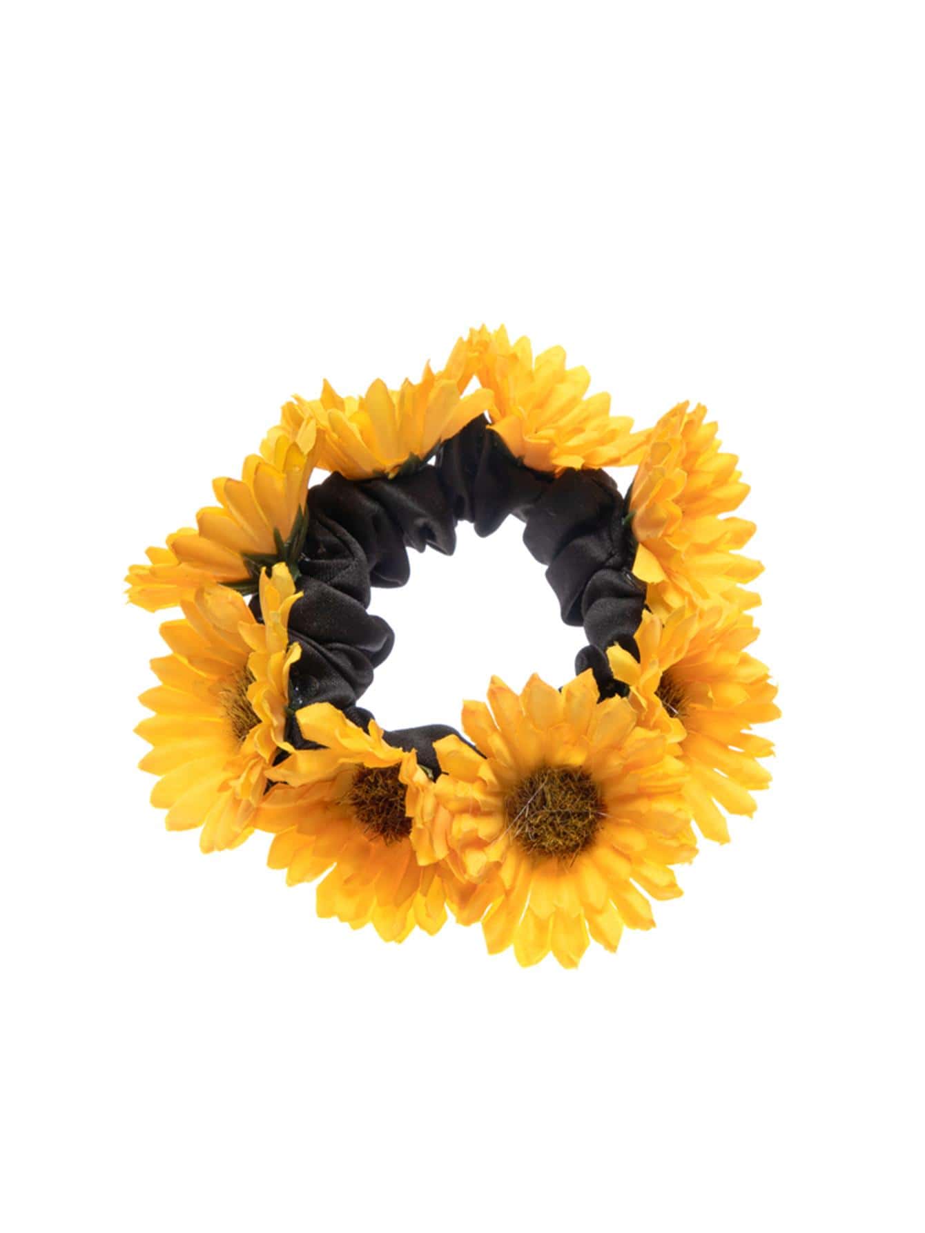 Scrunchie Hårelastik med Gule Solsikke Blomster