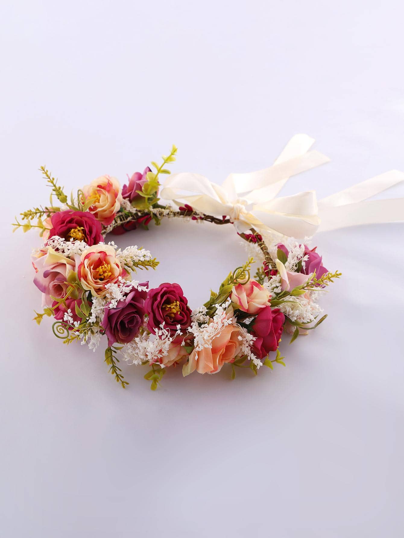 Rund Blomsterkrans i Lyserød & Lilla Farver