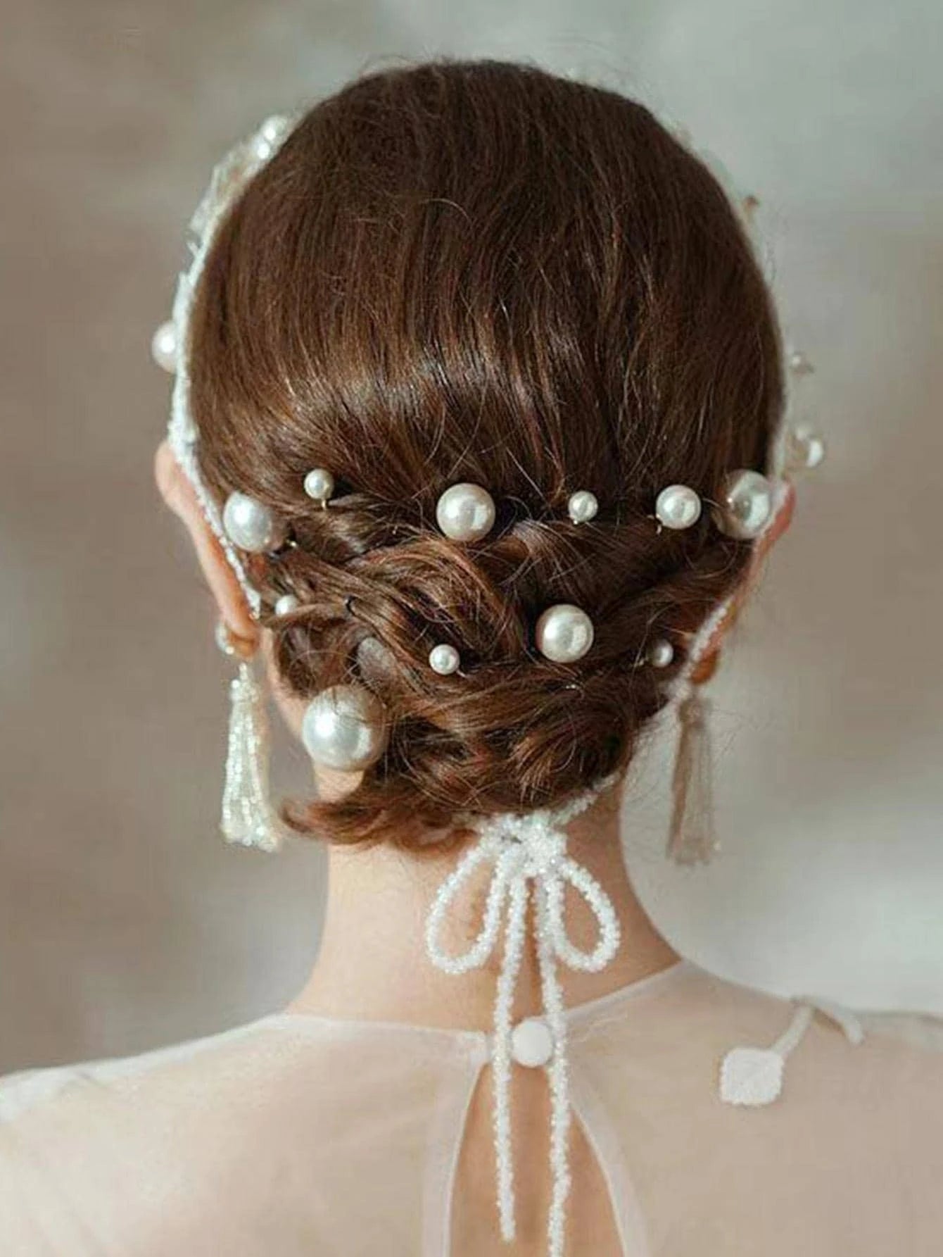 16 Pieces Silver Hairpins with Large White Pearls - in 4 Sizes