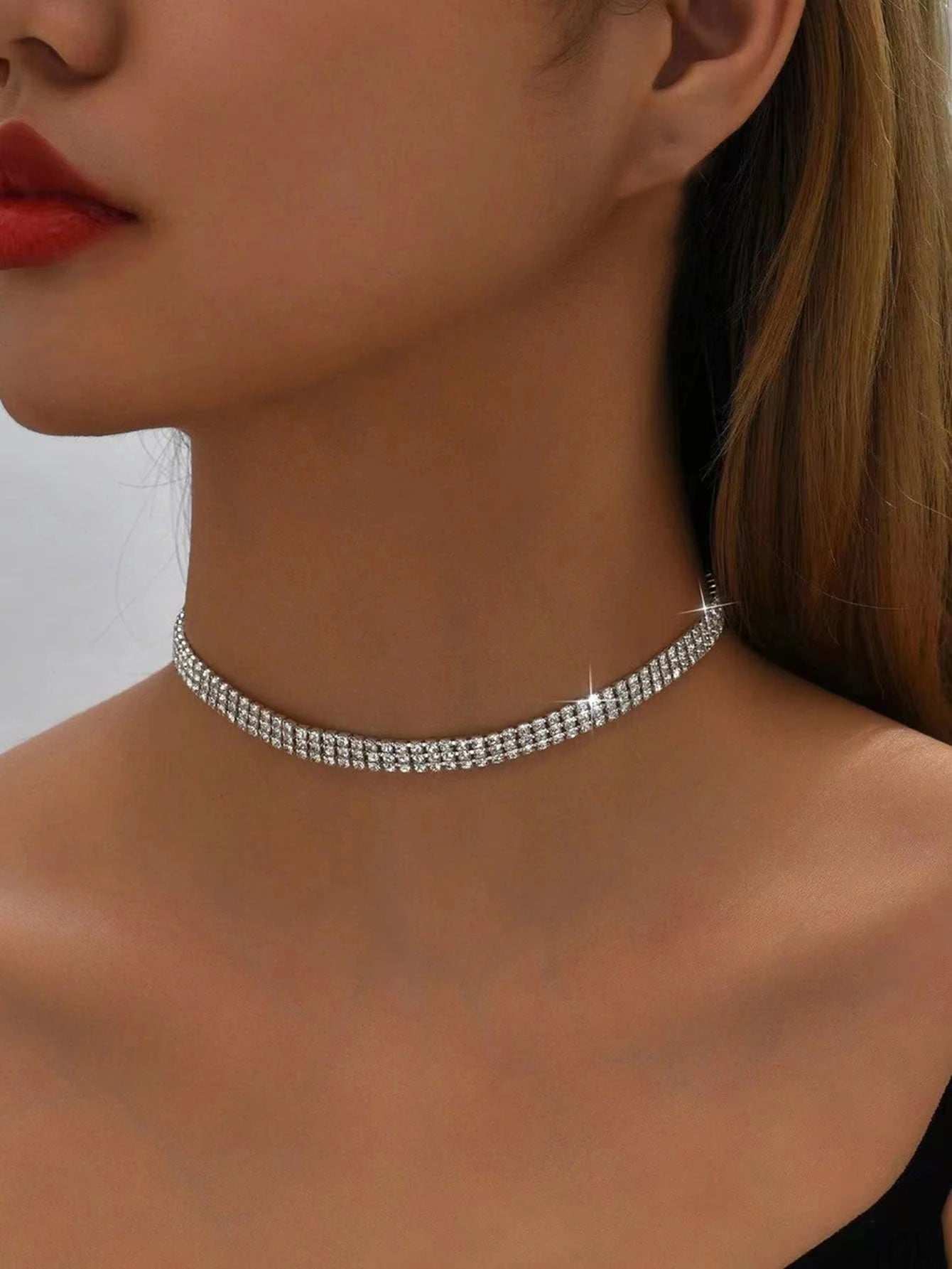 Choker Halskæde med Krystalperler