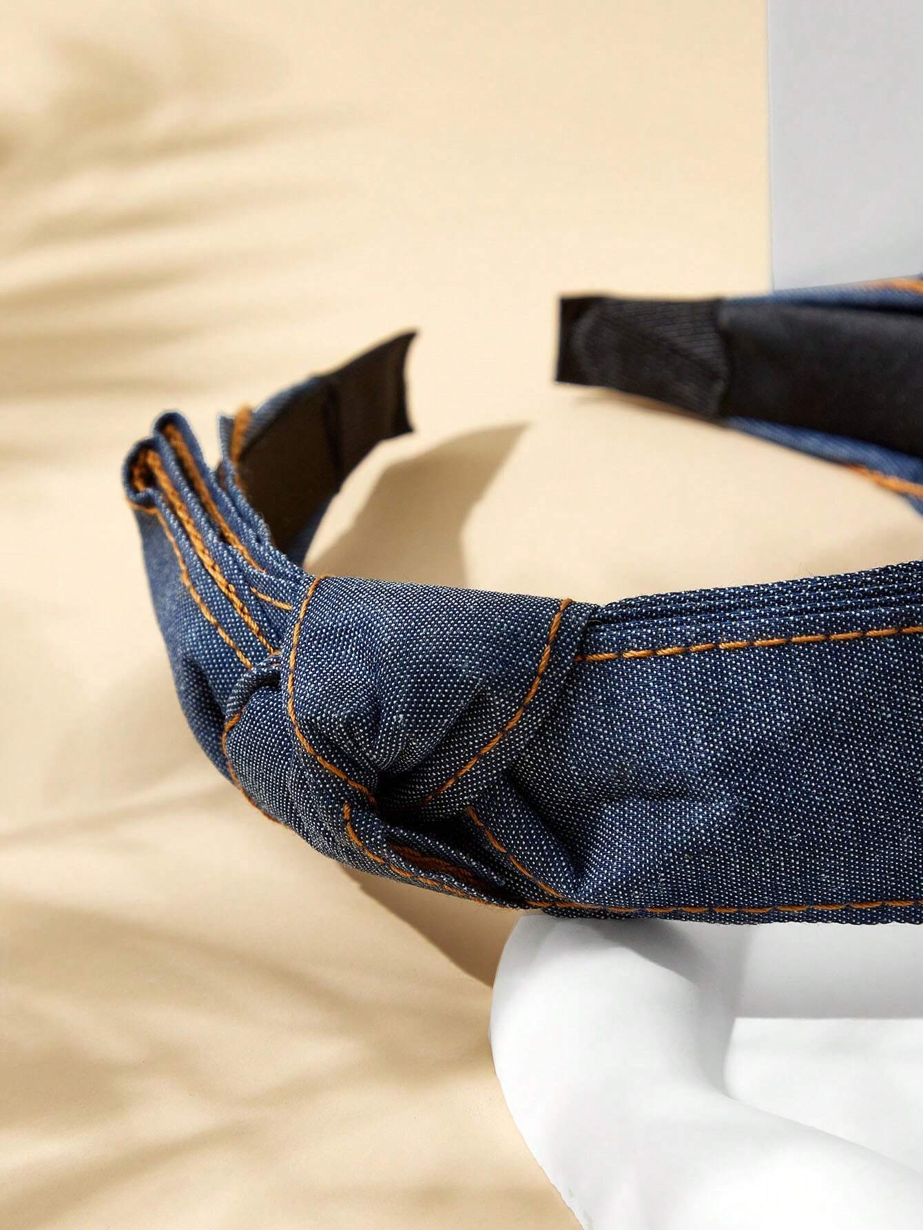 Hårbøjle i Denim Blå med Sløjfe